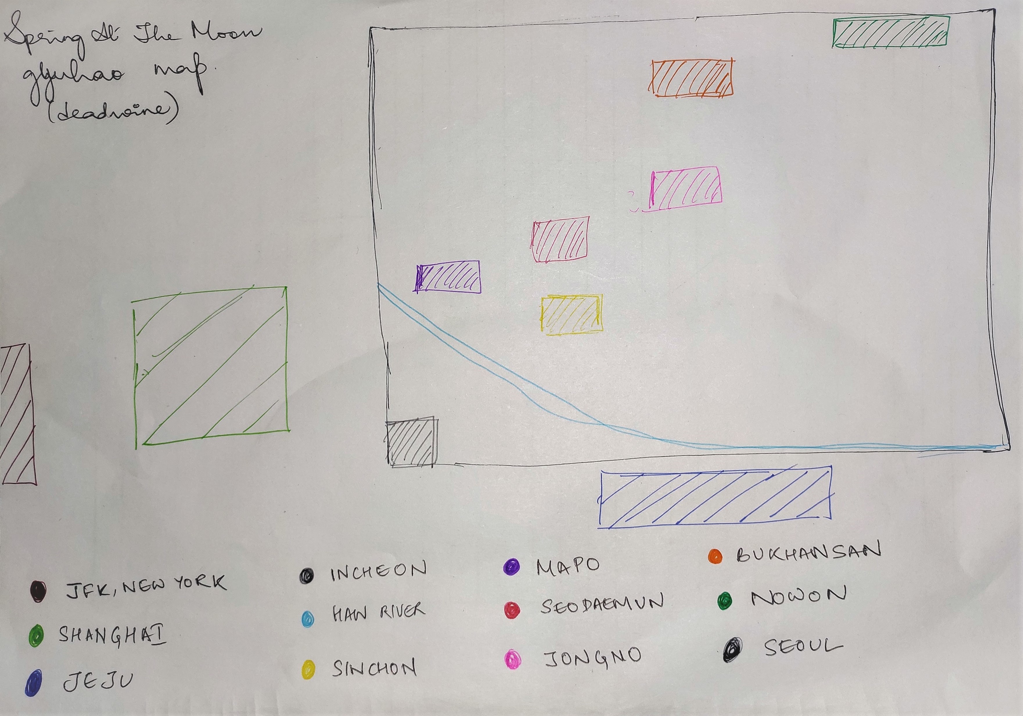 A rough map of the map across which gyuhao's lives are spread